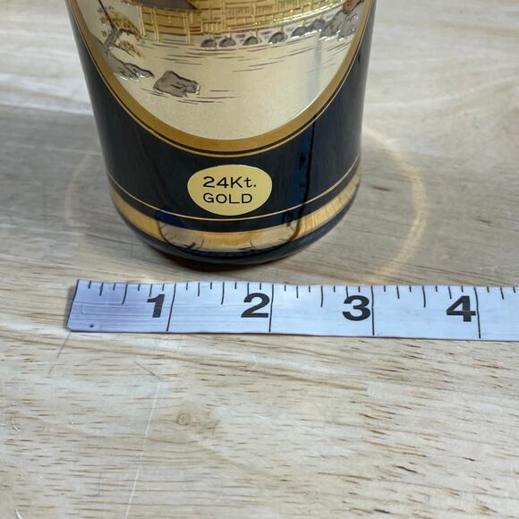 Vintage Art of Chokin Japanese Vase Black Procelain with Gold Trim GUC - Picture 6 of 6